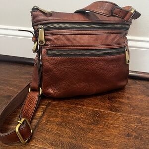 Fossil “Explorer Brown Leather Crossbody  Bag -